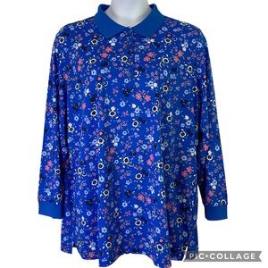 Woman Within 22/24 1X  Long Sleeve Polo Shirt